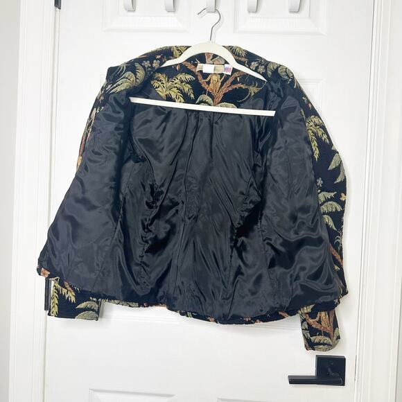 Vintage‎ Painted Pony Size Small Tapestry Blazer Jungle Print Two Button - Picture 3 of 6